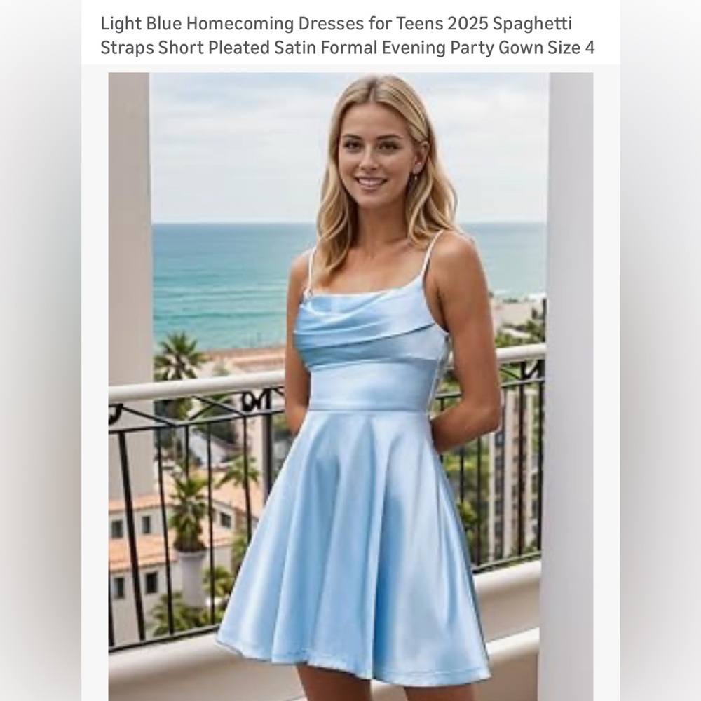 Light Blue Spaghetti Strap Dress